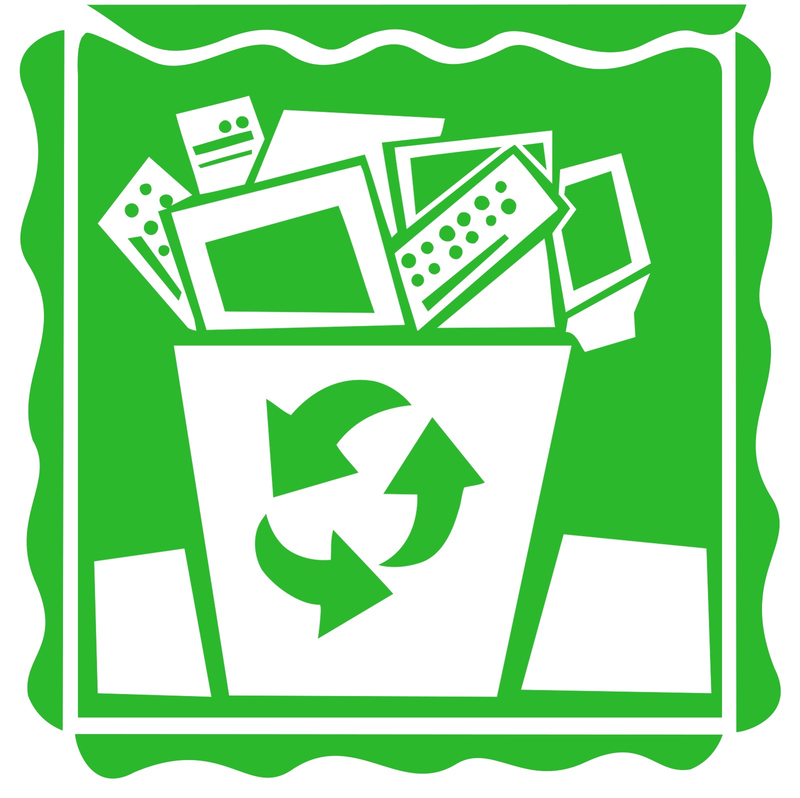 Ícone de lixeira com eletrônicos